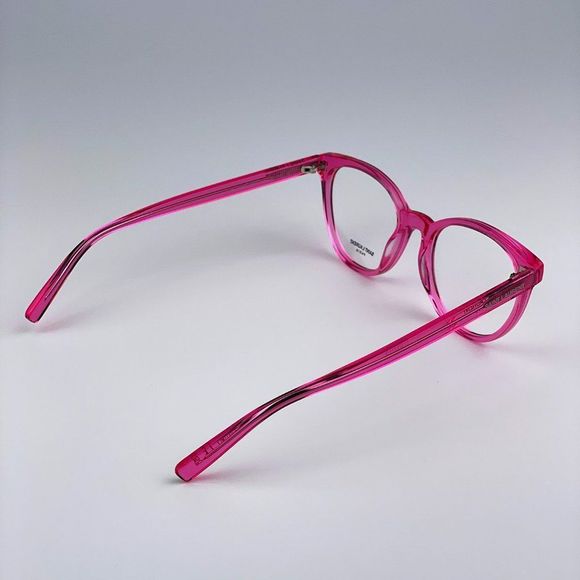 Saint Laurent SL589 004 Eyeglasses Transparent Fuchsia Pink Oval Women - Picture 7 of 12